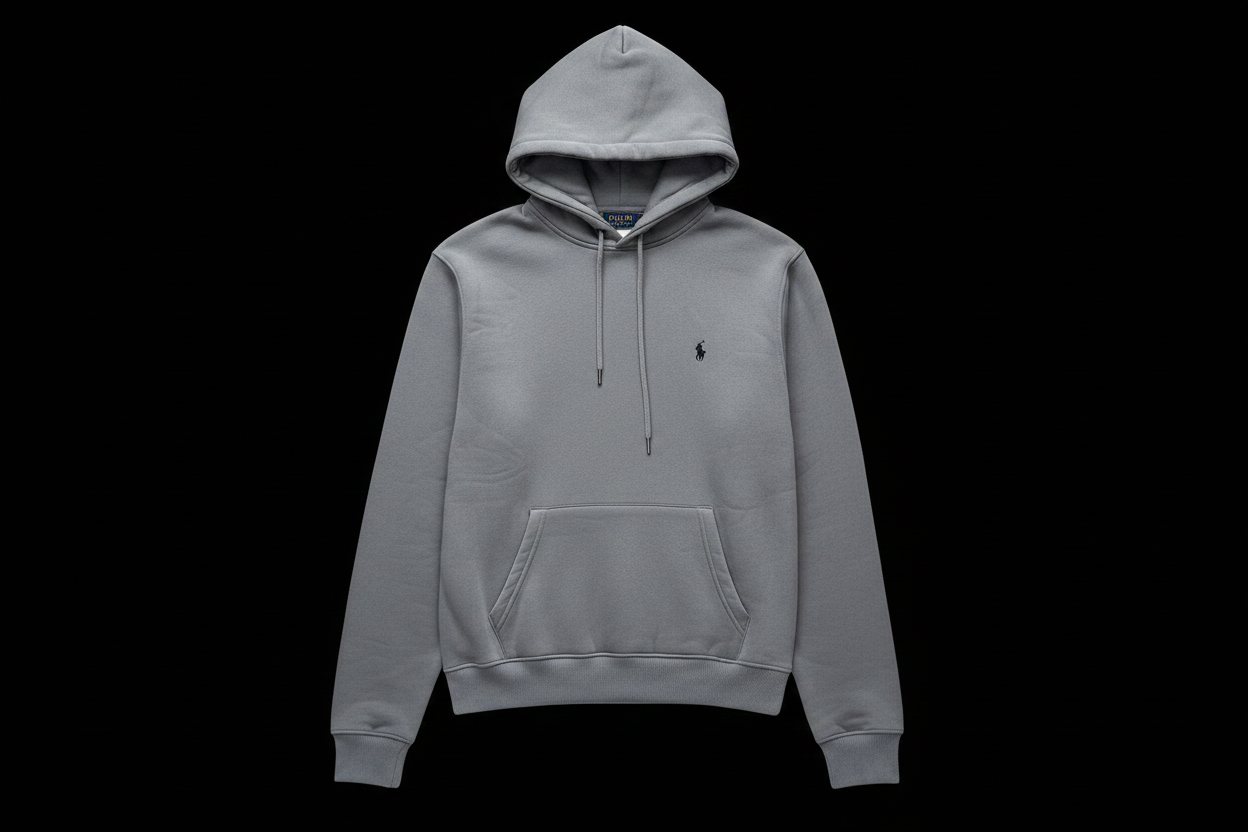 Grey hoodie on black background