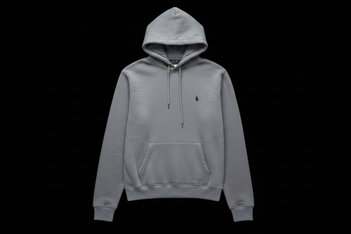 Grey hoodie on black background