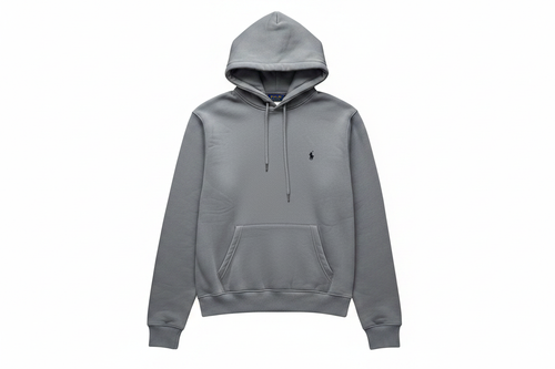 Grey Ralph Lauren Hoodie White Background
